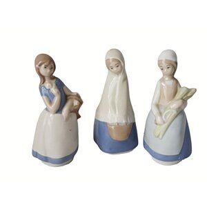 3 Vintage Rex Valencia Porcelain Figurines Made In Spain Four Seasons Series